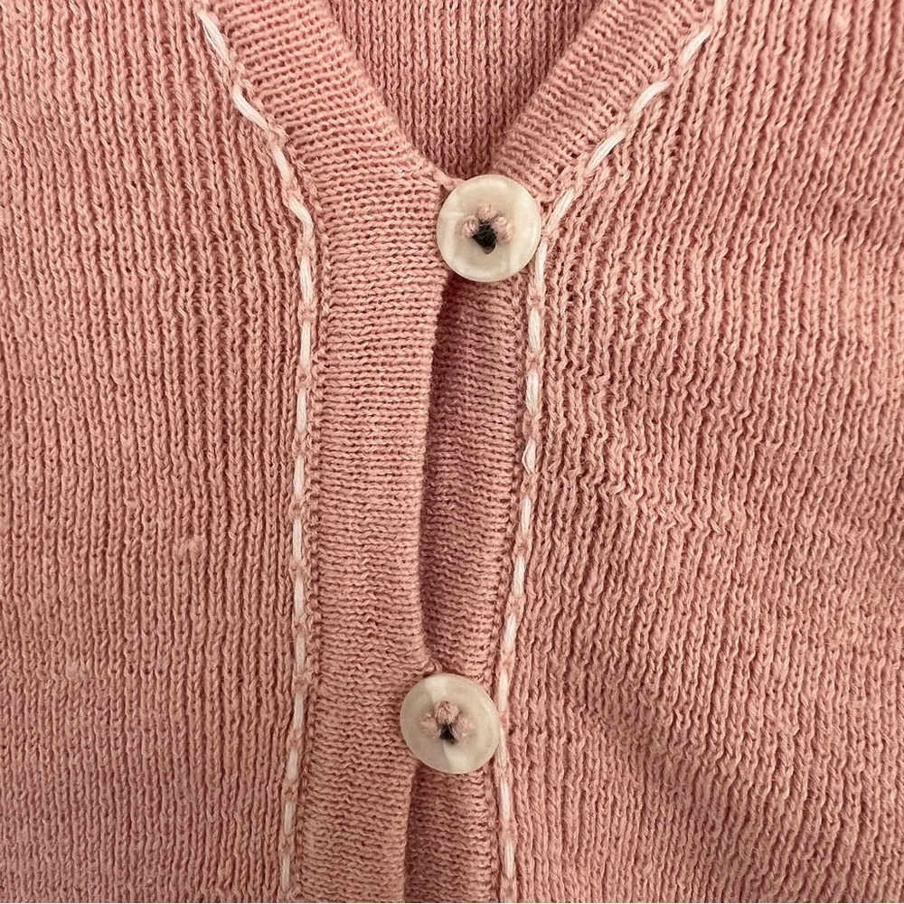 Vintage Paul Harris Design Pink Button-Front Vest Sleeveless Knit Top Grannycore - Picture 3 of 7